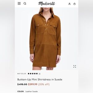 Madewell Brown Suede Button-Up Dress